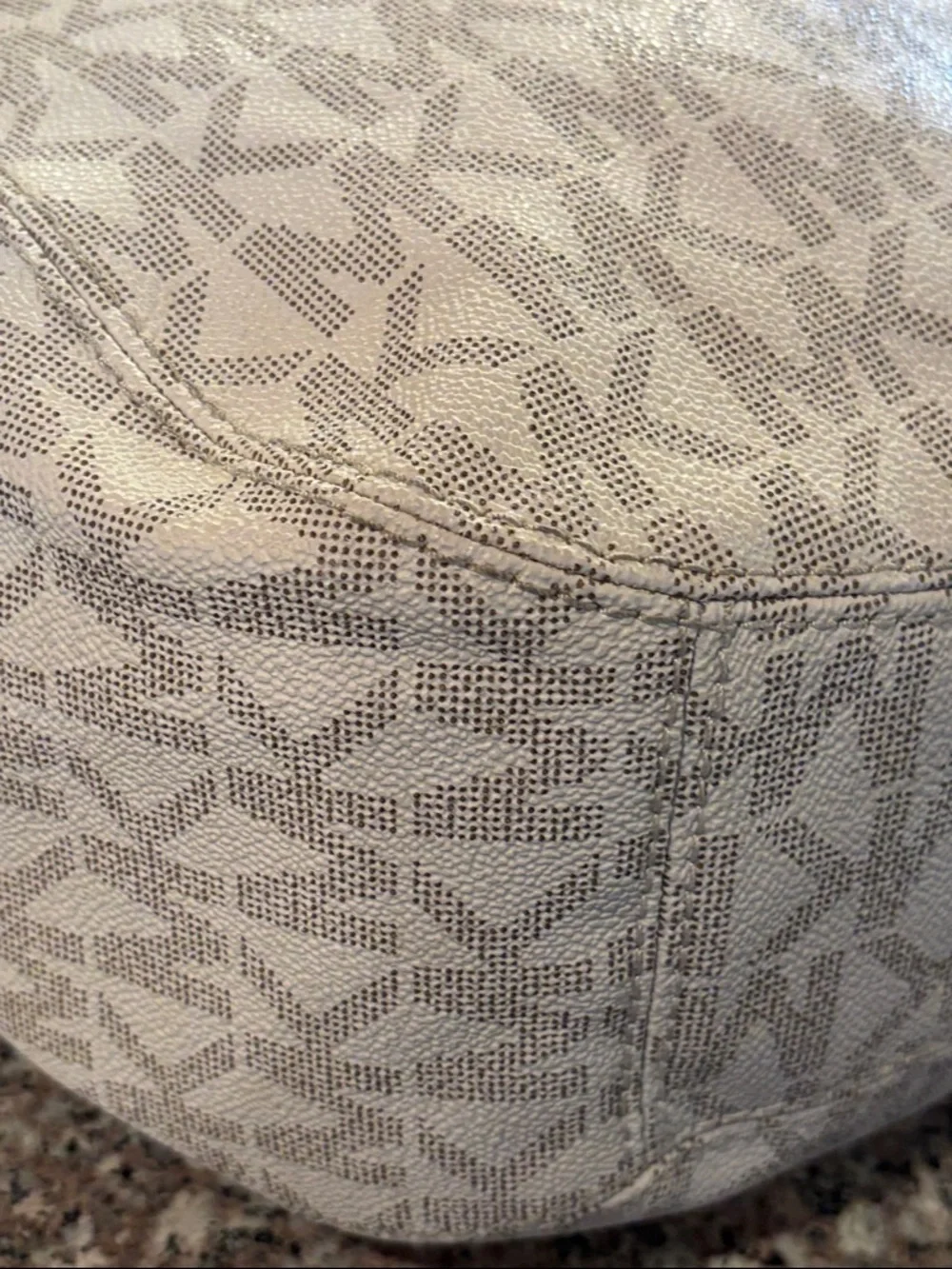 Michael Kors Fulton Large Chain Shoulder Tote in a vanilla MK pattern with Brown - Picture 11 of 17
